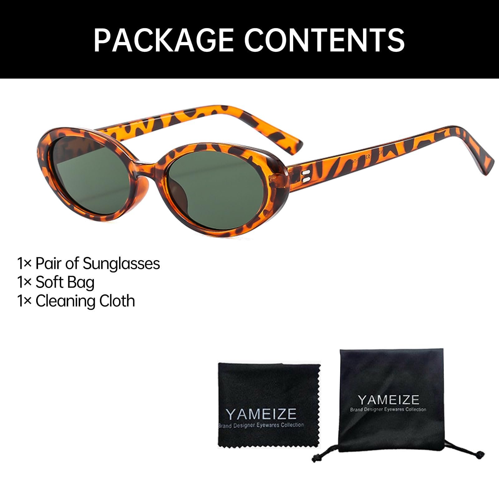 Сонцезахисні окуляри Овальні YAMEIZE Ретро 90-х Маленькі для жінок Чоловіків Класичний стиль Овальні лінзи, фото №4