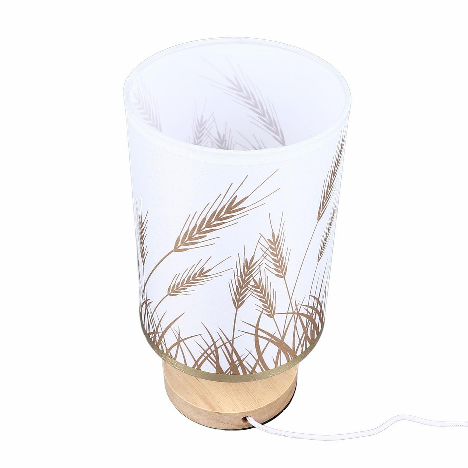 Настільна лампа ViaGasaFamido LED Димер Масив дерева USB Абажур з колосками пшениці, фото №8
