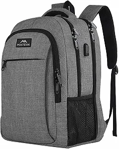 Рюкзак для ноутбука MATEIN 17.3 дюйма Anti-Theft Сірий - Фото 1