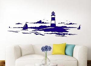 Наклейка на стіну Grandora Skyline Coastal Landscape Lighthouse W974 120 x 42 см Azure Blue synthetic.ua - Фото 1