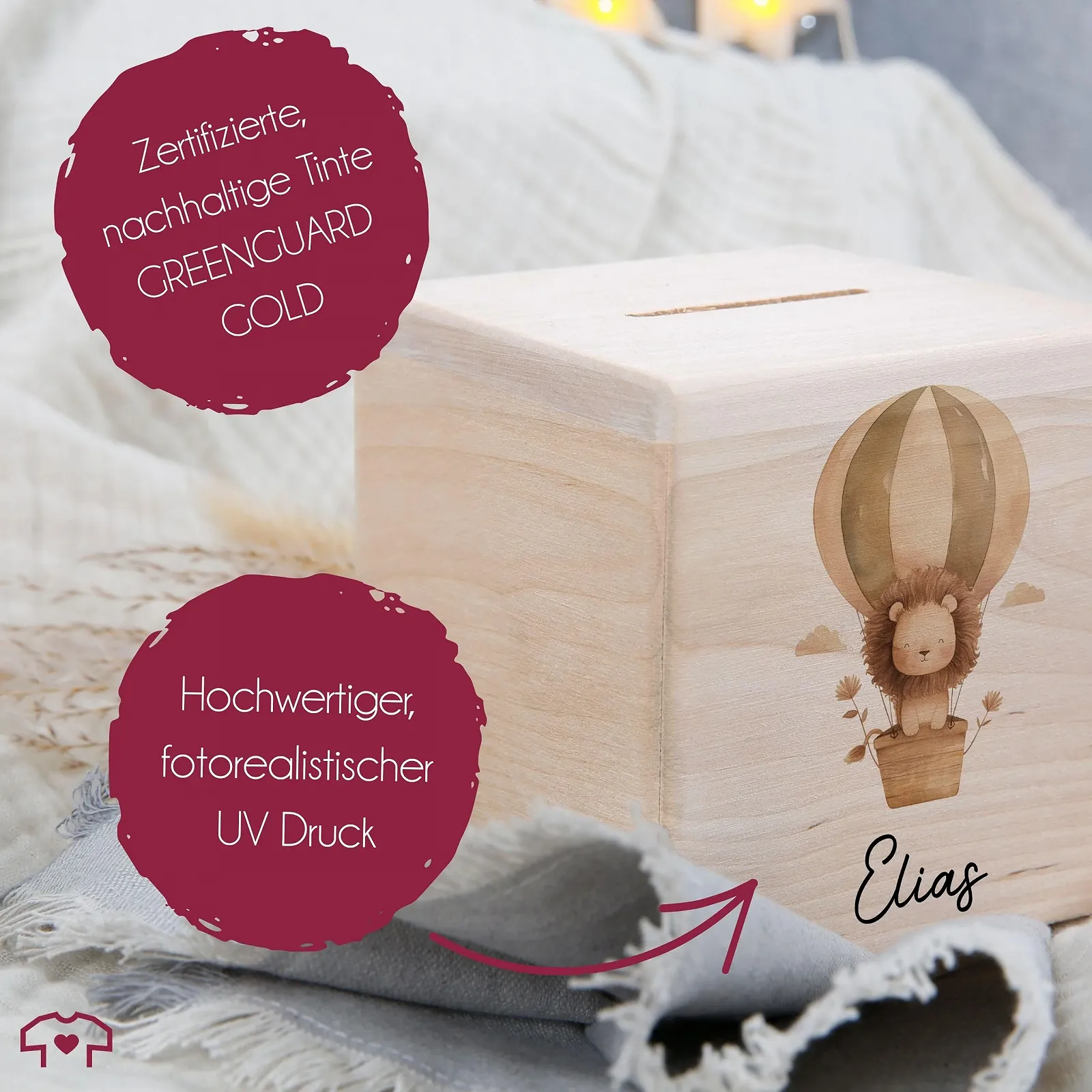 Скарбничка Wooden Money Box Лев Дерев'яна, фото №5