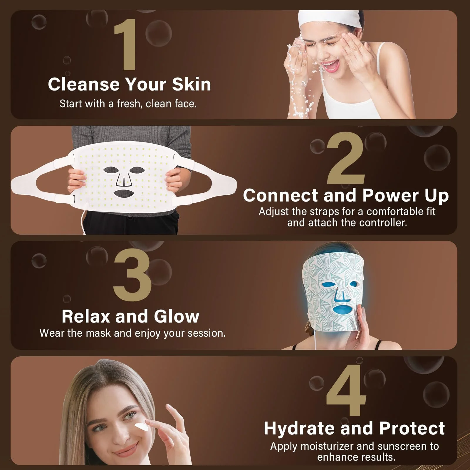 Маска для лица LED Lovsheme Red Light Therapy, 5 режимов света, 432 светодиода высокой плотности, фото №8