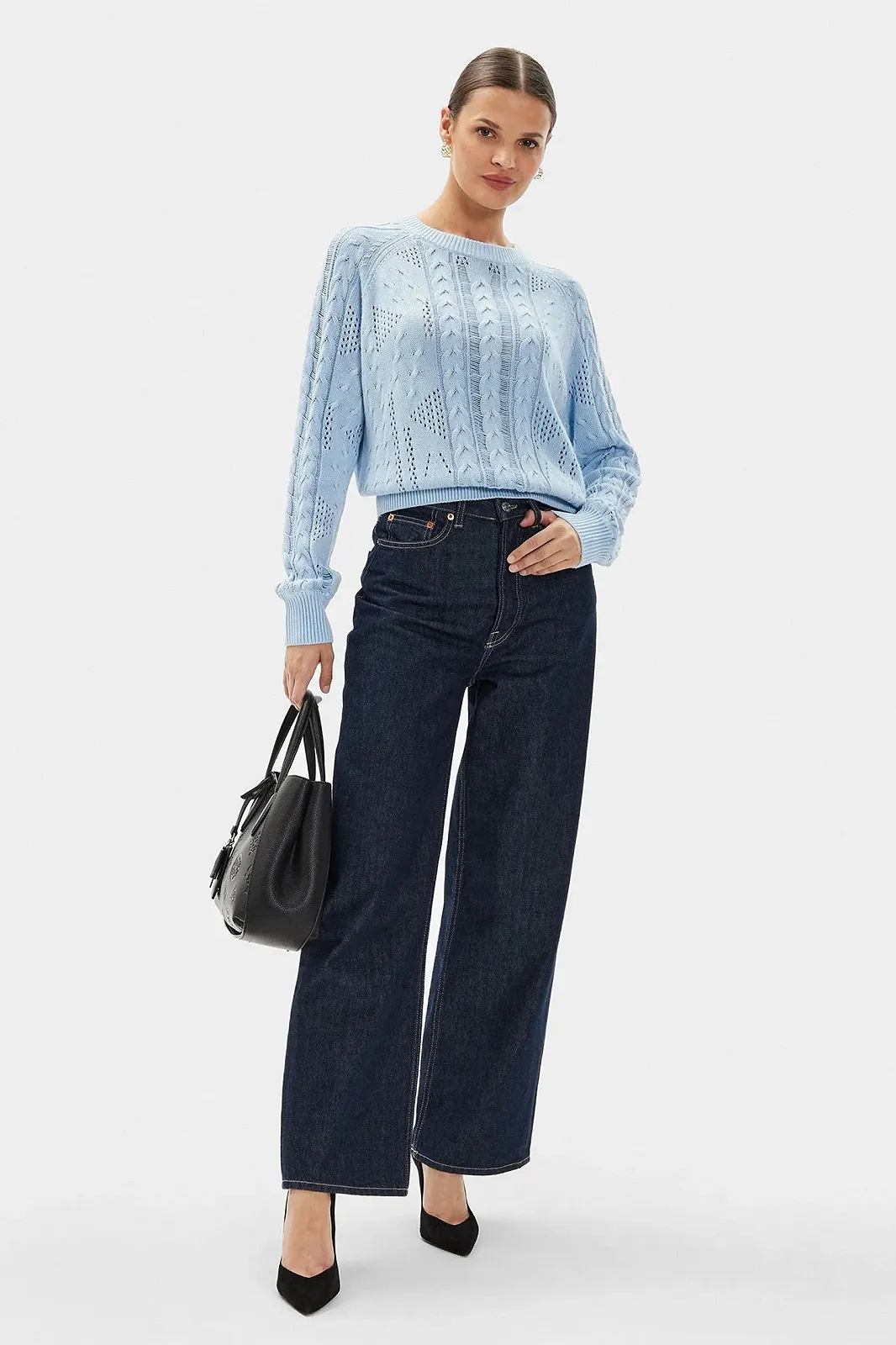 Жіночий джемпер Guess - Theodora Cable Knit Sweater (W4YR11 Z2BB0) Блакитний - S, фото №4