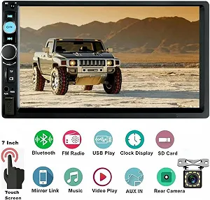 Автомагнитола Podofo 7010B / 7" / Сенсорная / Bluetooth / USB / AUX / TF slot / 2DIN synthetic.ua - Фото 1