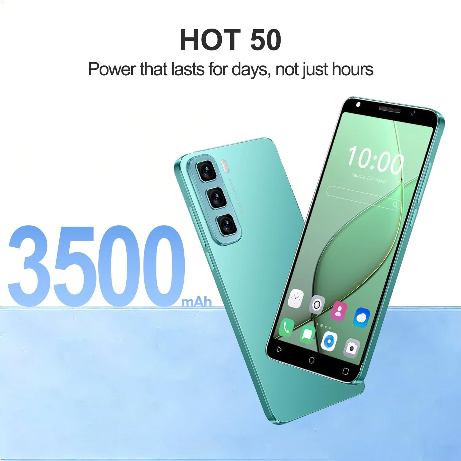 Міні-смартфон Hot50 5.0" HD 1GB RAM 16GB ROM Dual SIM Dual Camera Android 9.0 Blue, фото №5