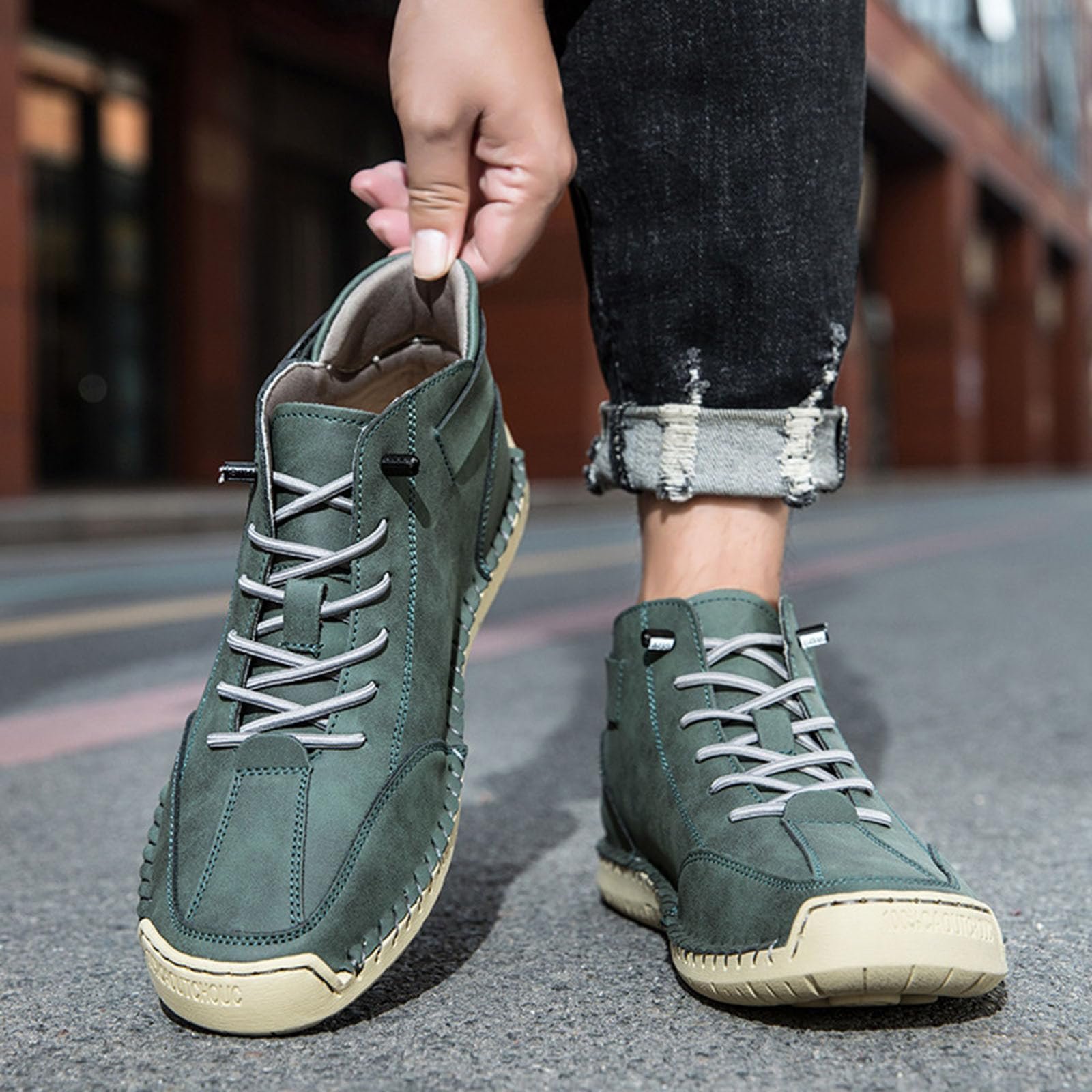 Ботинки Lvnsdknerse Barefoot мужские женские кожаные высокие Alpaca ковбойские итальянские туристические водонепроницаемые тренажеры Barefoot лодочки носки унисекс, фото №2