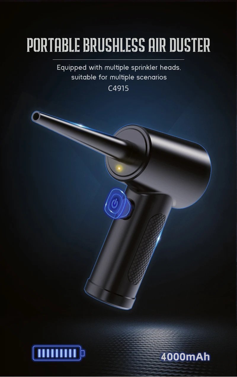Портативний турбовентилятор Onvian Wireless Air Duster 51000 RPM Black, фото №12