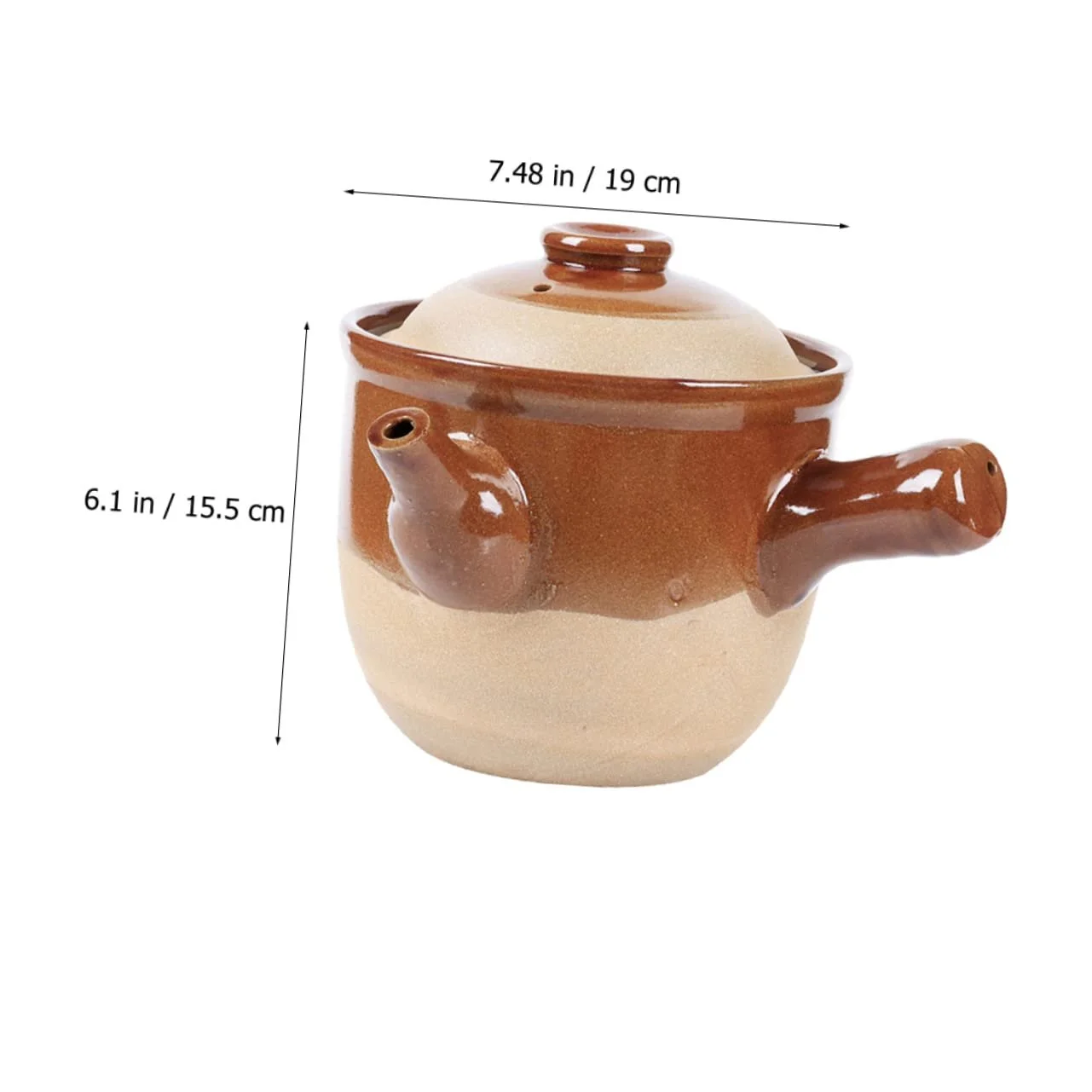 Горшок для приготовления OUNONA глиняный керамический с крышкой, фото №3