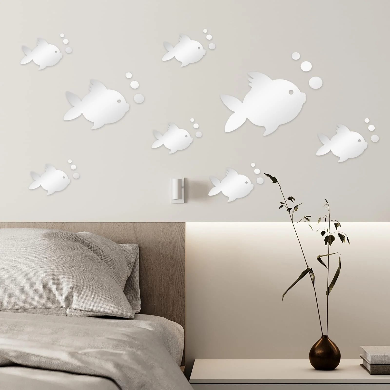 3D наклейки на стіну Acrylic Fish and Bubbles Tropical Fish Silver, фото №3