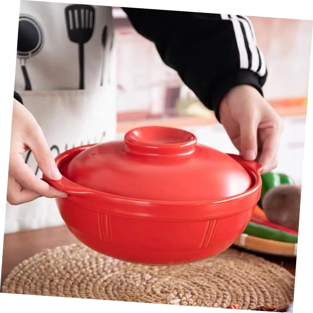 Термостойкий глиняный горшок для супов и блюд из риса, фото №9