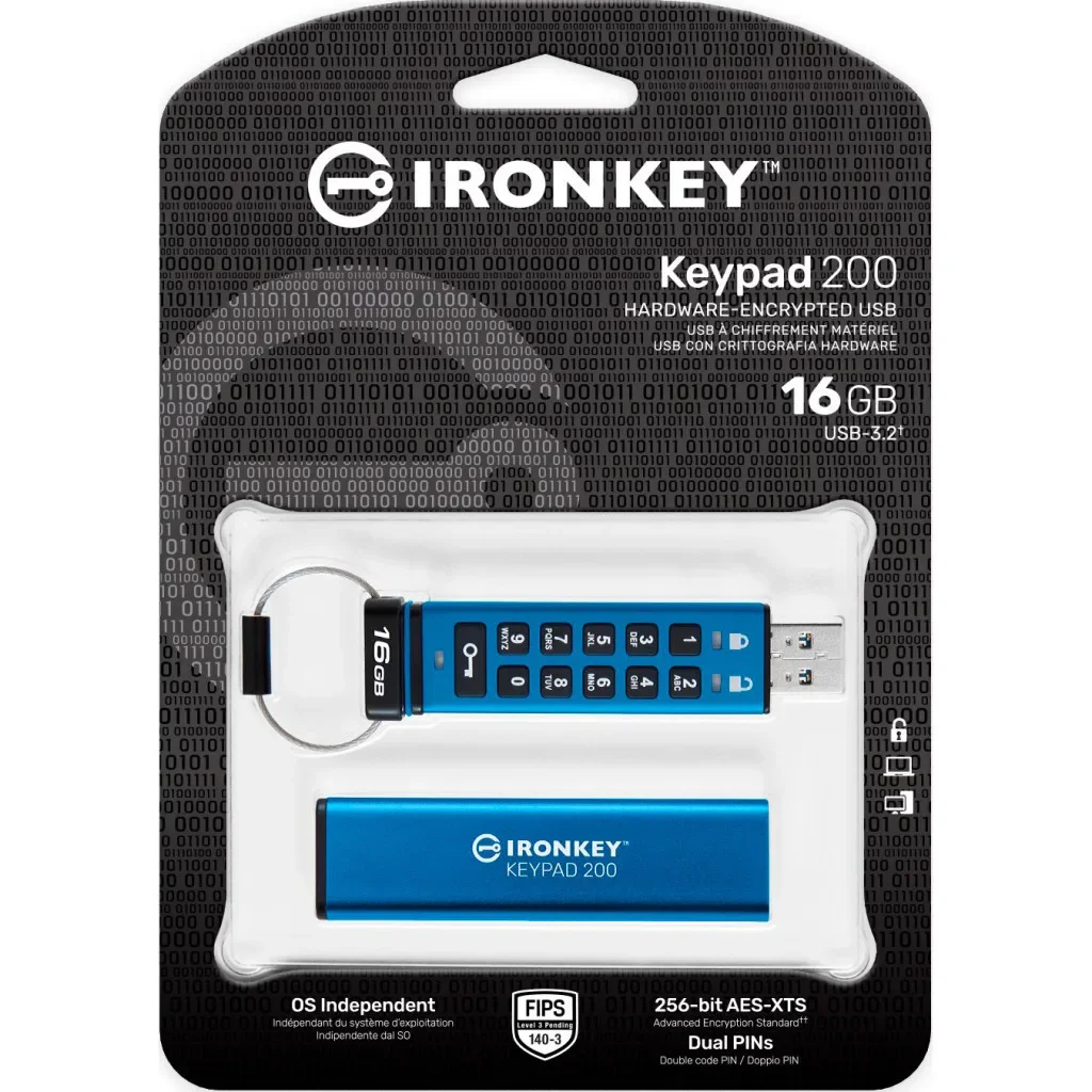 USB флеш накопитель Kingston 16GB IronKey Keypad 200 Blue USB 3.2 (IKKP200/16GB), фото №6 USB флеш накопитель Kingston 16GB IronKey Keypad 200 Blue USB 3.2 (IKKP200/16GB), фото №6