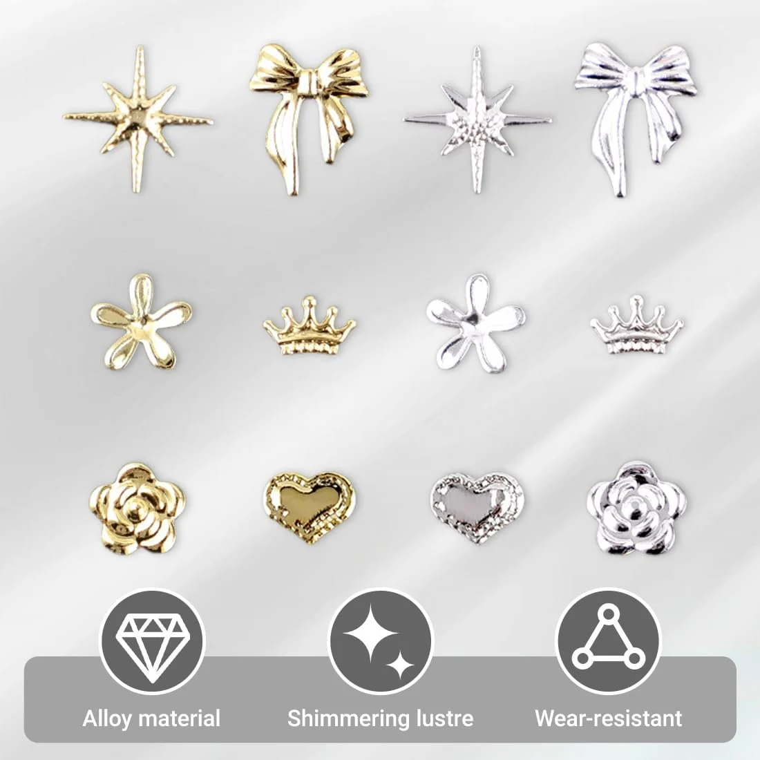 (2 коробки) Зірки, бантики Золотий, Срібний, фото №3