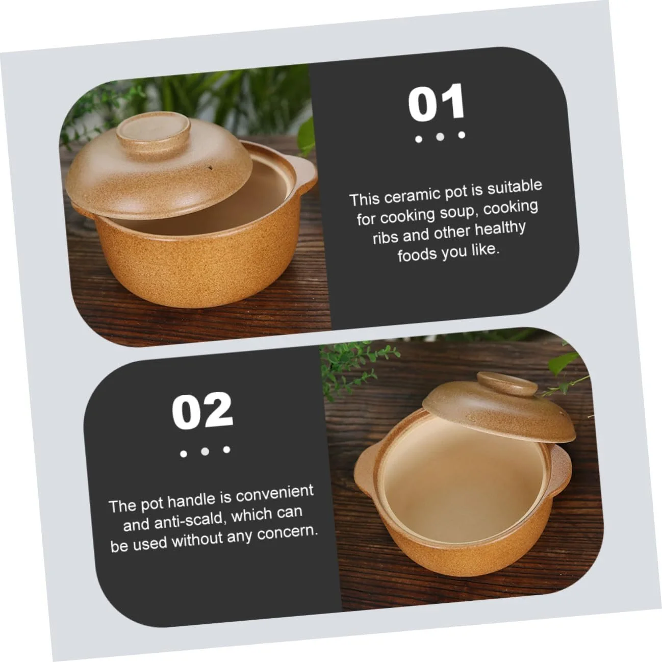 Каструля керамічна з кришкою термостійка для енергозберігаючого приготування та тушкування, фото №8