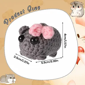 Брелок-игрушка lasuroa Sad Hamster вязаный хомяк с бантом synthetic.ua - Фото 1