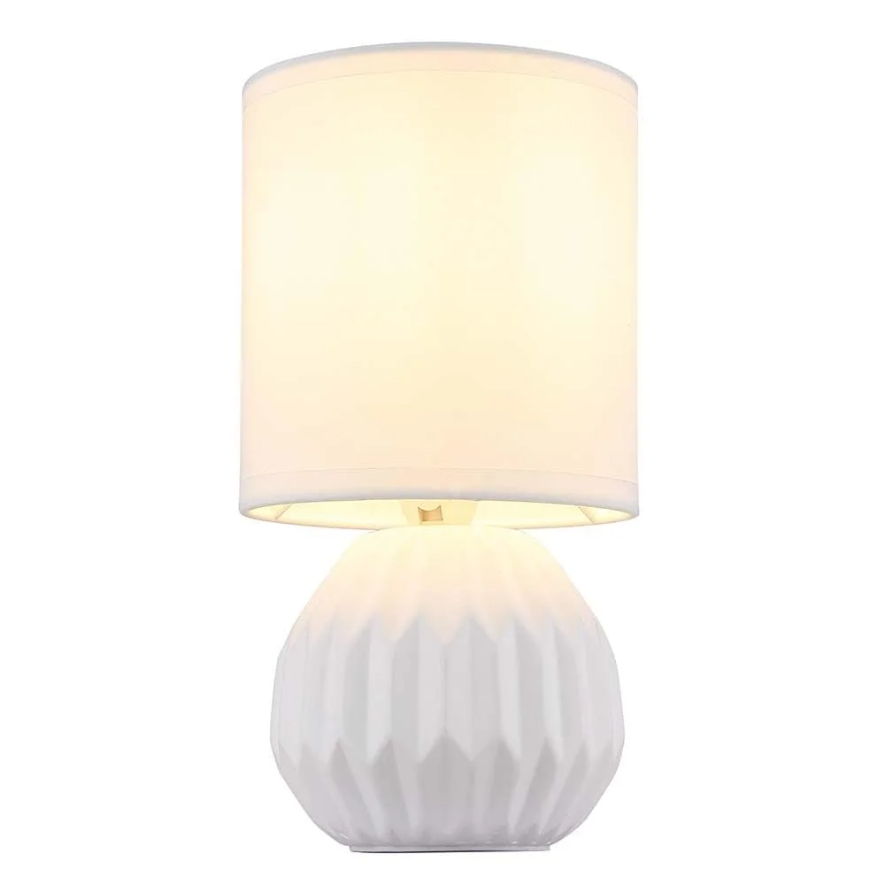 Настольная лампа GLOBO Lighting белая керамическая текстиль 23 см E14, фото №5