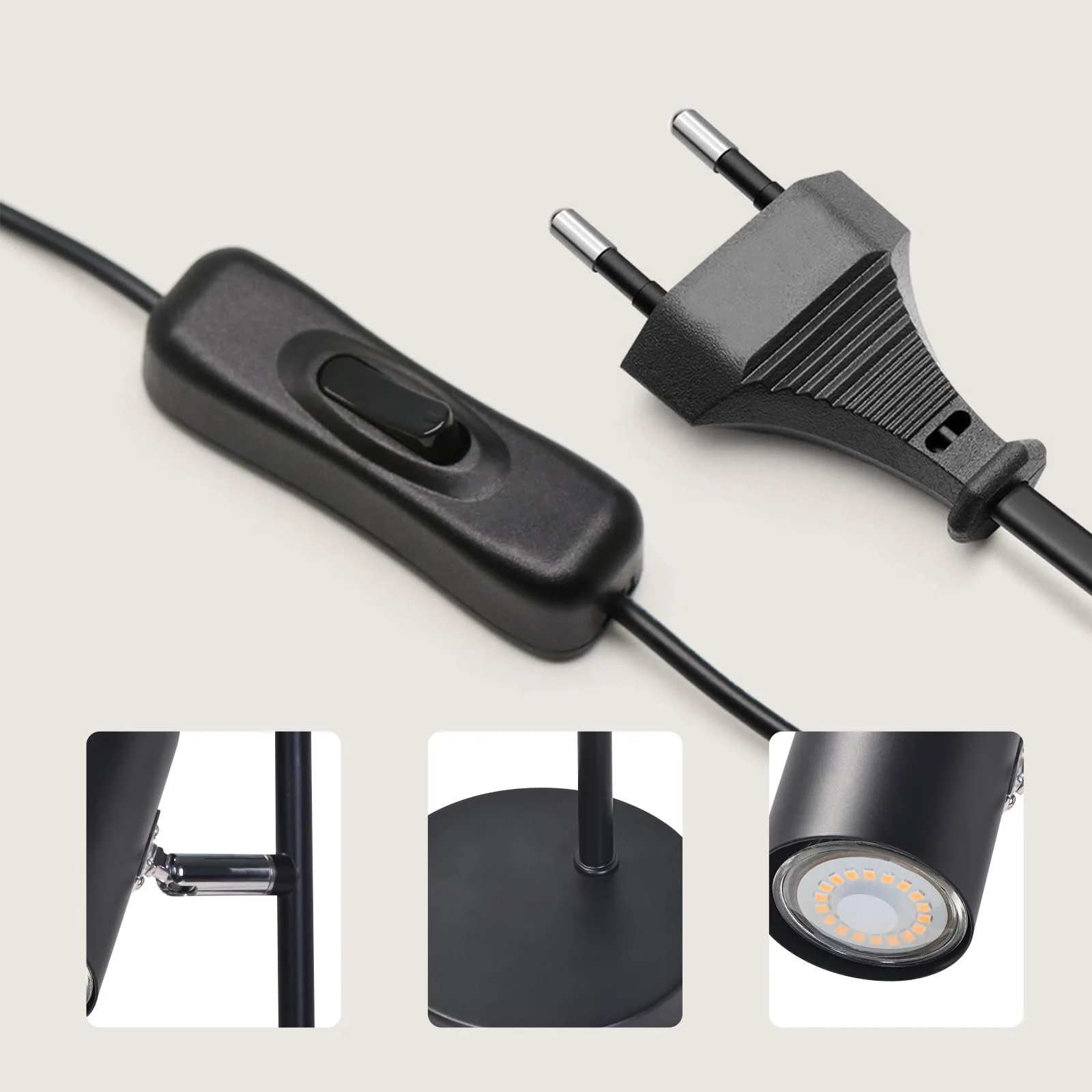 Настільна лампа Bedside Lamp Swivelling 350° GU10 Металева Чорна, фото №7