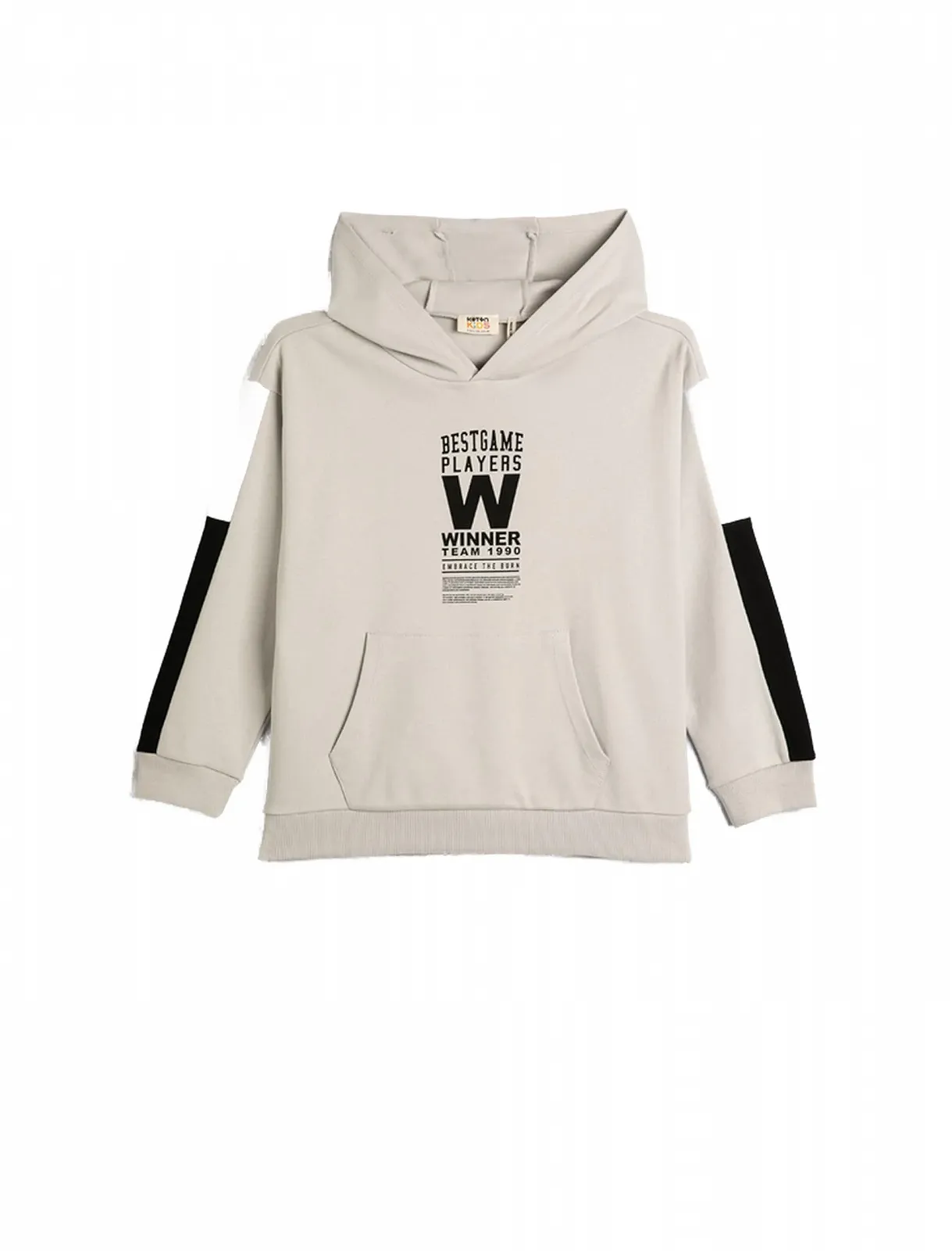 Худі Koton для хлопчиків, кишеня-кенгуру, принт з гаслами, бавовняна толстовка, фото №1