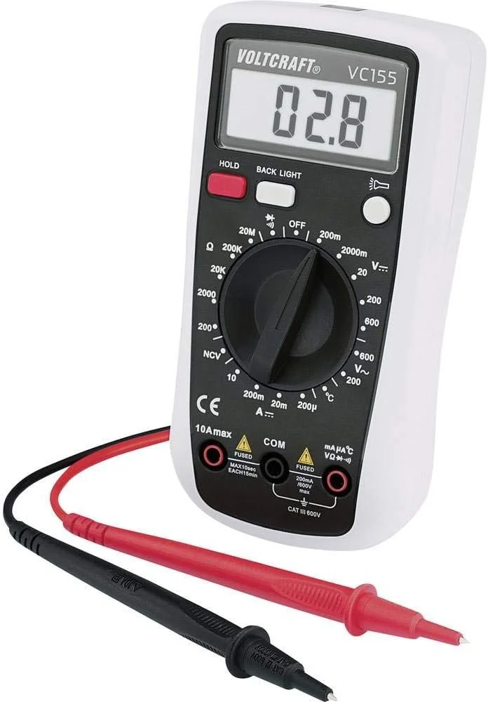 Цифровий мультиметр Voltcraft VC155 / CAT III 600В / NCV / Hold / Підсвічування дисплея / Чорний-Сірий, фото №2