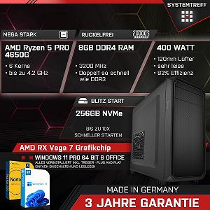 Комплект SYSTEMTREFF Office PC AMD Ryzen 5 PRO 4650G 6x4.2GHz AMD RX Vega 7 4K HDMI DX12 256GB M.2 NVMe 8GB DDR4 RAM WLAN Silent Desktop synthetic.ua - Фото 1