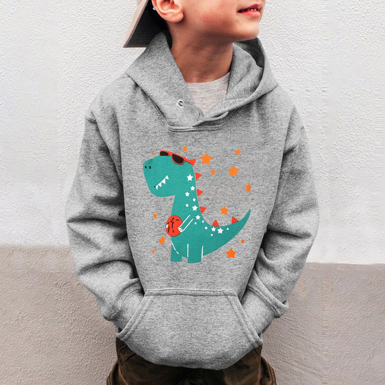Худи Generisch Dino Print для детей, Модный флисовый худи с карманом для мальчиков и девочек, фото №2 Худи Generisch Dino Print для детей, Модный флисовый худи с карманом для мальчиков и девочек, фото №2