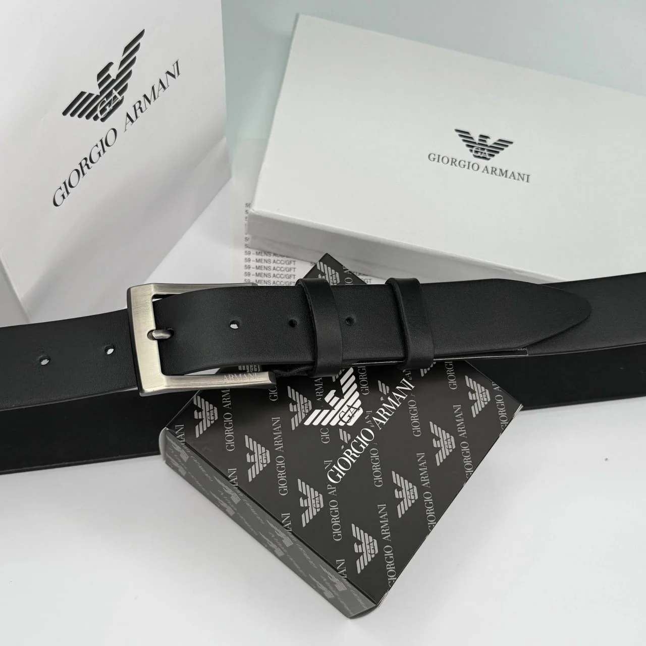 Чоловічий ремінь Armani з натуральної шкіри для джинсів, 130 см, фото №5