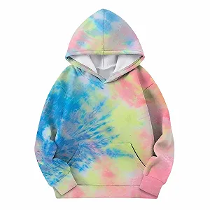 Пуловер для девочки с длинными рукавами, осенне-зимний принт, круглый вырез, карман, спортивный повседневный худи synthetic.ua - Фото 1