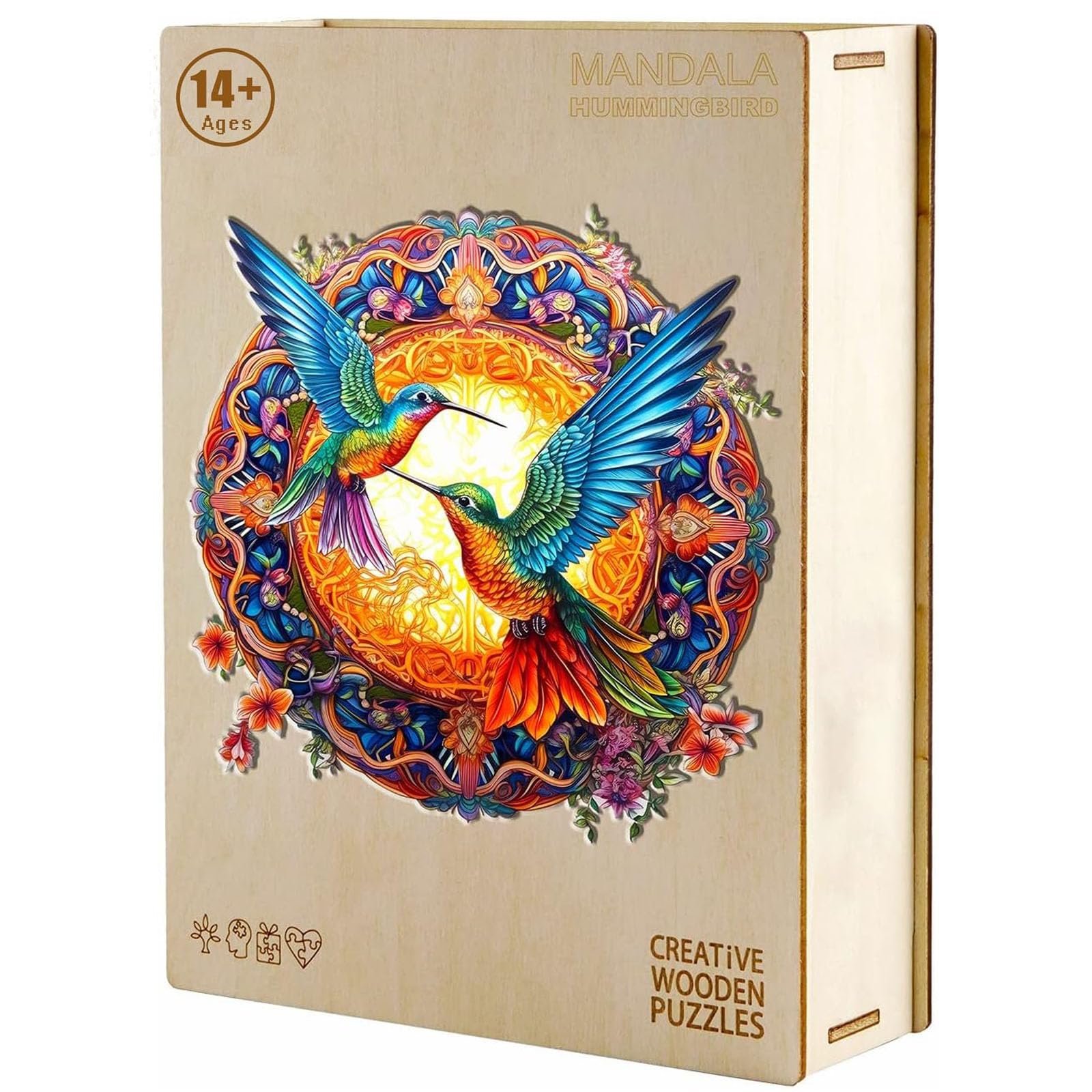 Пазл Mandala Hummingbird 300 елементів дерев'яний у подарунковій коробці 35 x 35 см для дорослих 14+, фото №6