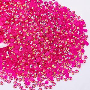 Стразы Hot Pink AB 5 мм, 5000 штук, круглые, с плоской задней частью, желеобразные AB, кристаллы без термофиксации для рукоделия, макияжа, ногтей, лица, чашек, одежды, обуви - Фото 1