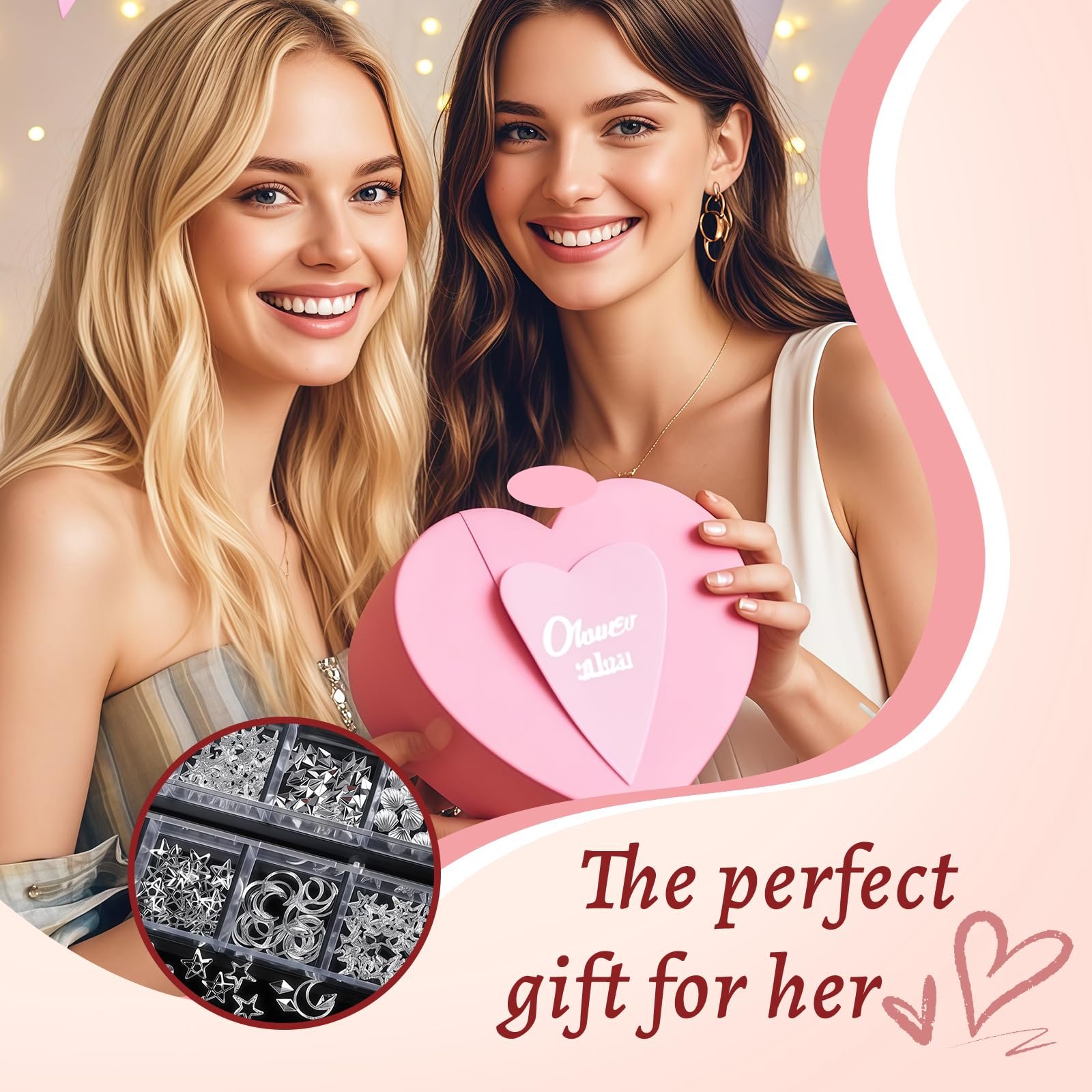 VelvetGlow Золотые украшения для ногтей Набор шармов и драгоценных камней, 4 коробки, фото №7