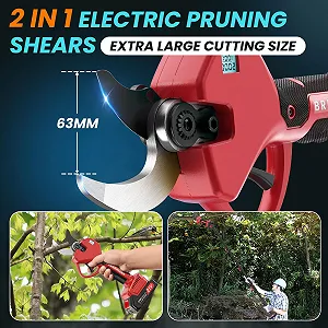 Акумуляторний сучкоріз 2-в-1 з телескопічною штангою 50 мм з 2 акумуляторами 21 В 2000 мАг, РК-дисплеєм, подовженням 2,5 м, 6-10 годинами роботи, безщітковим двигуном synthetic.ua - Фото 1