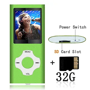 MP3 плеер Tabmart с microSD, FM-радио, электронная книга, встроенный динамик, длительное время работы от батареи, цветной дисплей 1.81 дюйма, зеленый synthetic.ua - Фото 1