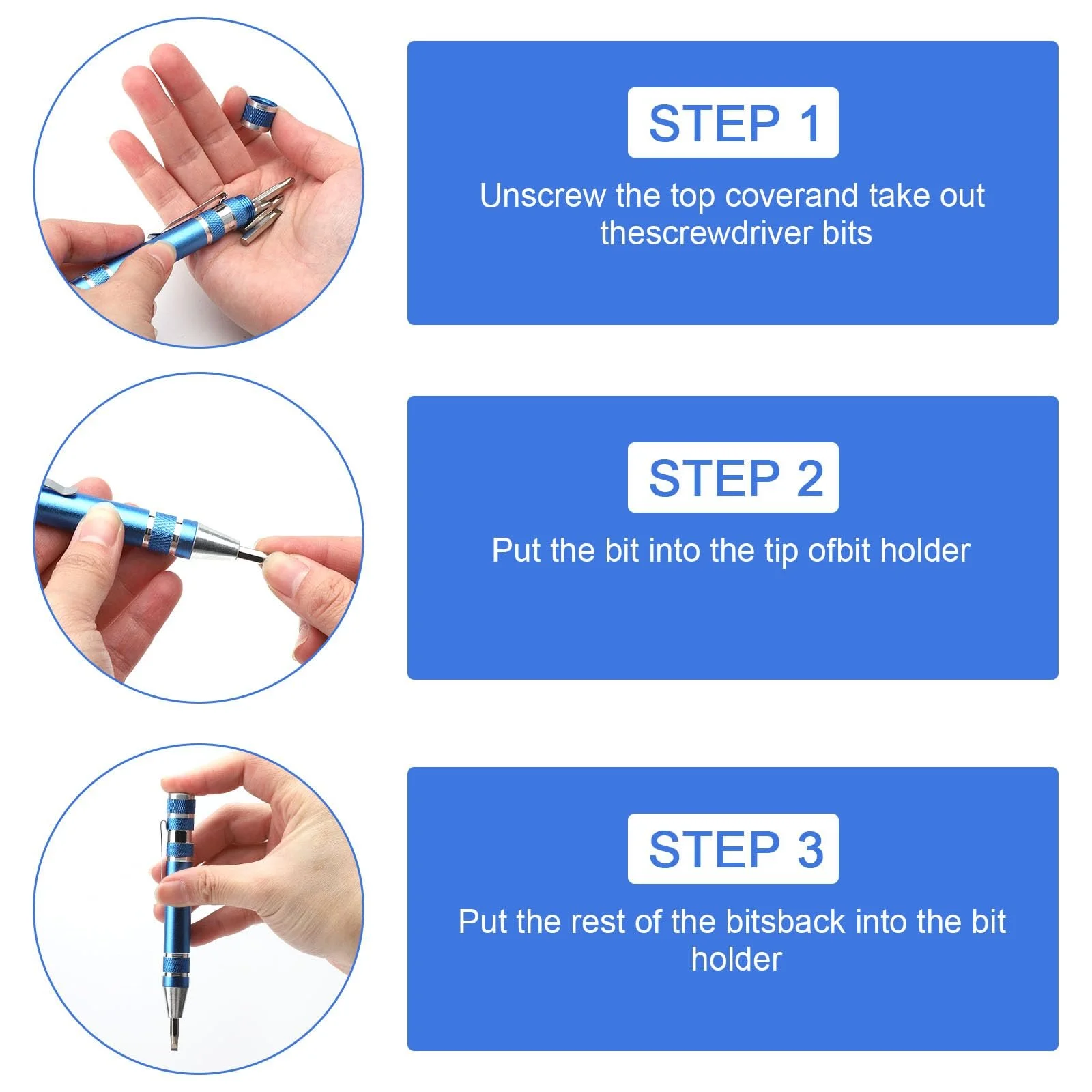 Набір міні-викруток 8-в-1 4 шт. кишенькові магнітні, фото №4