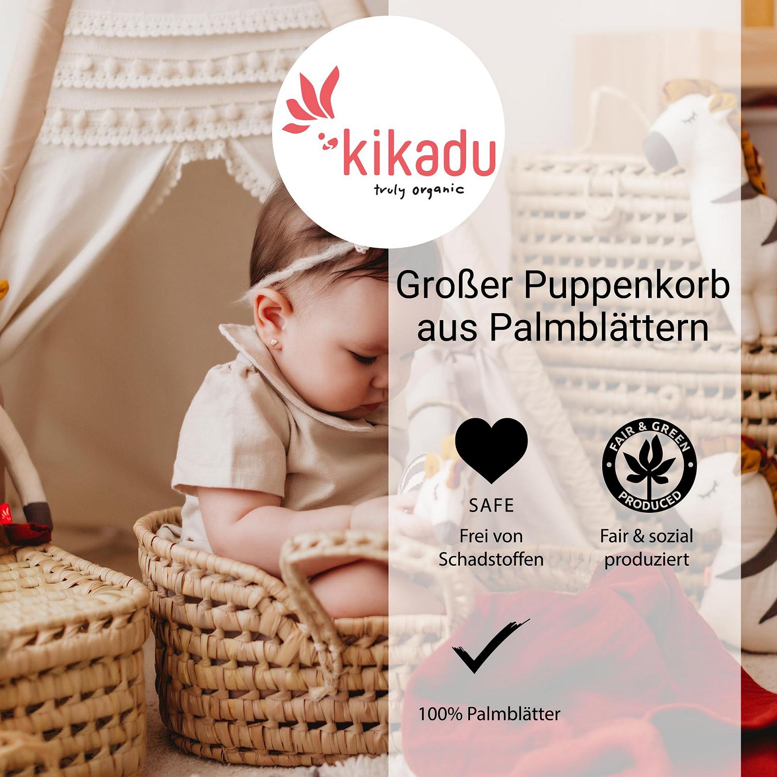 Корзина для куклы Kikadu большая изготовлена из пальмовых листьев ручного плетения 40 х 18 х 17 см, фото №5
