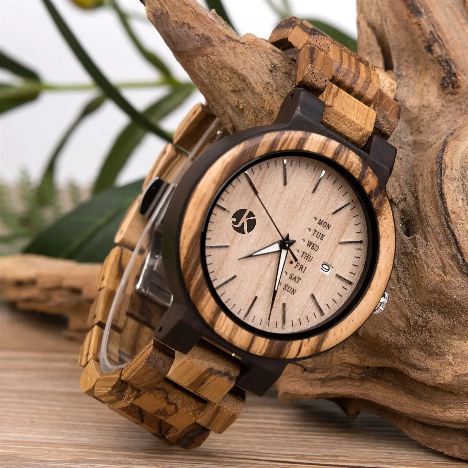 Мужские часы Kim Johanson Деревянные Сталь *Light Week* с датой и днем Недели Кварцевые Аналоговые Веганские Коричневые, фото №5 Мужские часы Kim Johanson Деревянные Сталь *Light Week* с датой и днем Недели Кварцевые Аналоговые Веганские Коричневые, фото №5