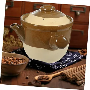 Горшок для запекания керамический традиционный для трав термостойкий с антипригарным покрытием synthetic.ua - Фото 1