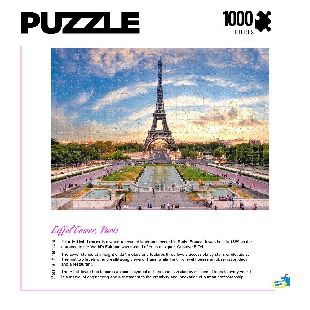 Пазл Фотопазл Ейфелева вежа, Париж Франція 1000 елементів Визначні місця Європи Пейзаж для дорослих та дітей від 14 років, фото №2