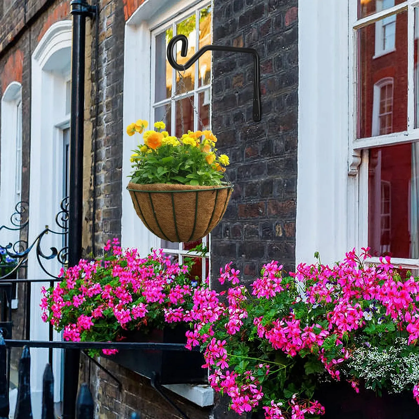 Тримач для рослин Набір з 2 предметів Настінний Металевий Чорний, фото №3 Тримач для рослин Набір з 2 предметів Настінний Металевий Чорний, фото №3