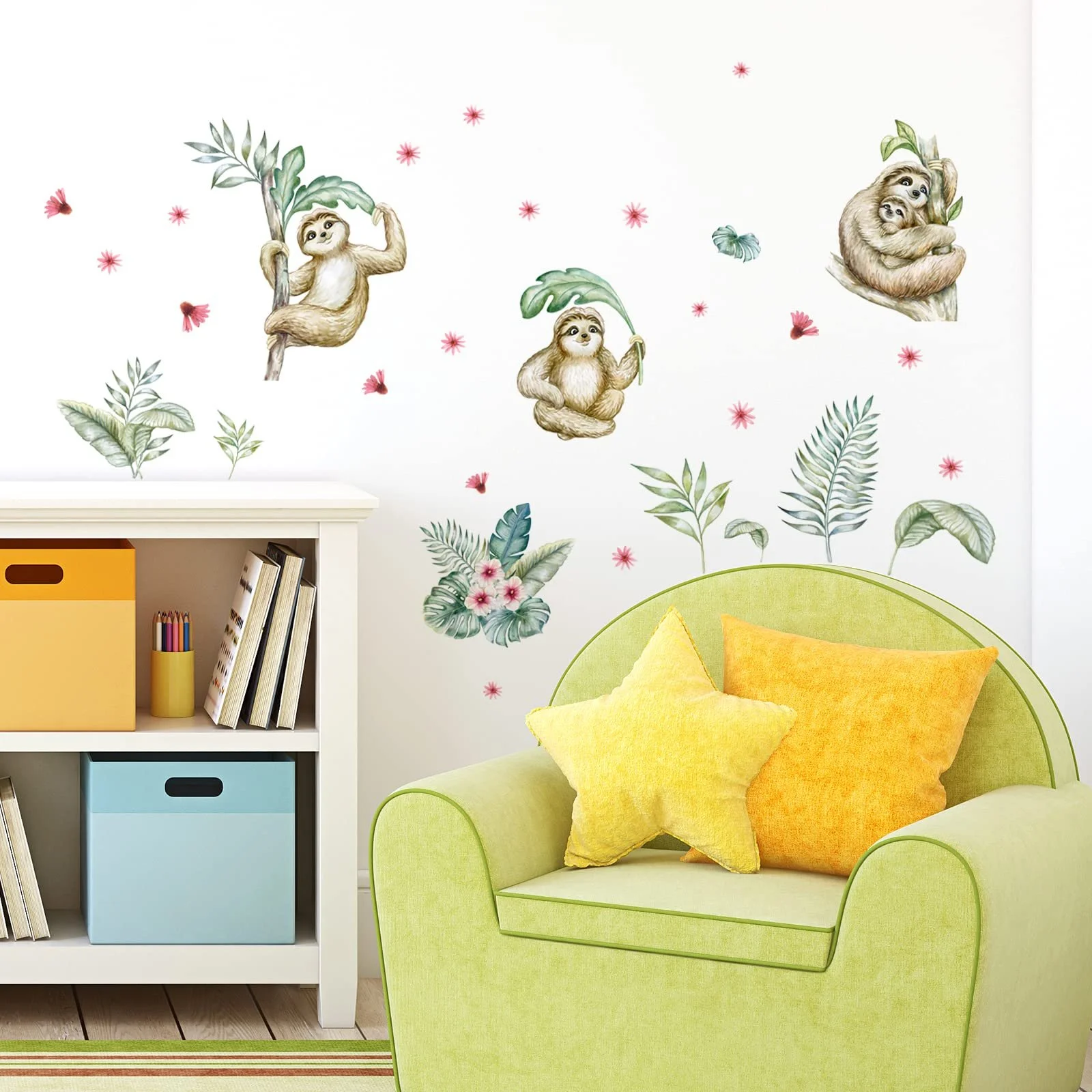 Наклейка на стіну WandSticker4U Sloth Animals I 78 x 72 см Зелена, фото №3