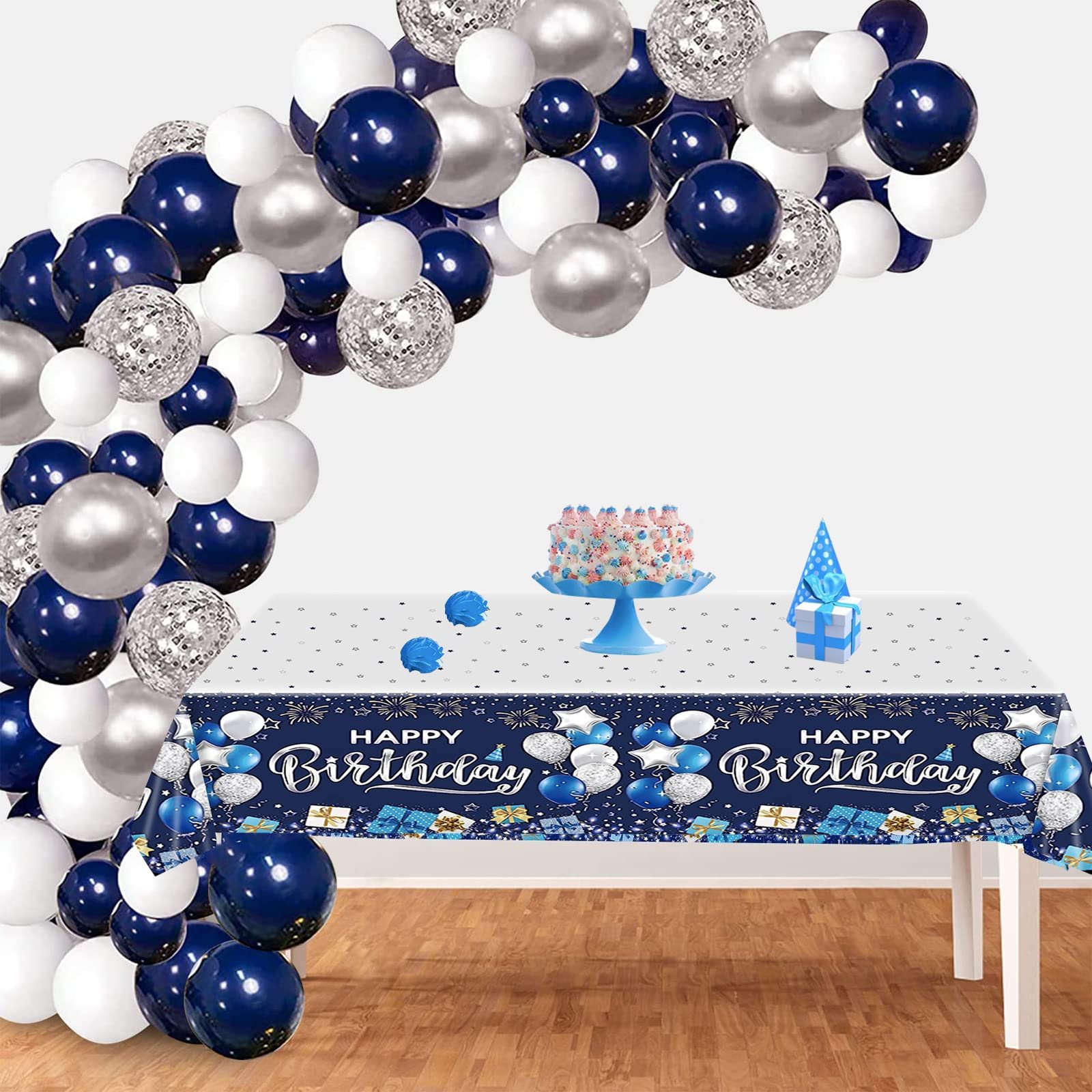 Скатертина Happy Birthday пластикова прямокутна 137 x 274 см блакитна, фото №3