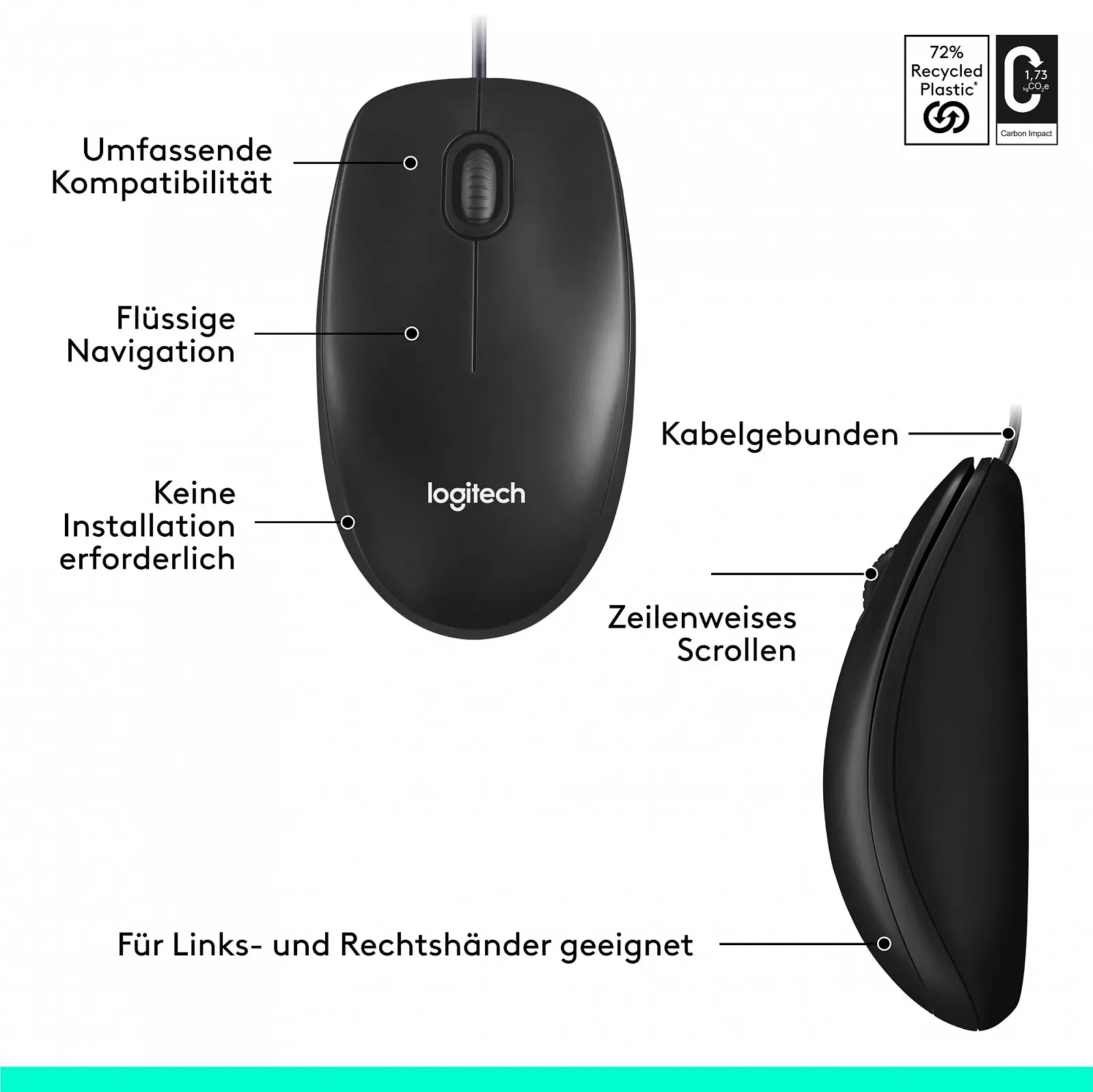 Мышь проводная USB Logitech M100 1000 DPI оптическое отслеживание серая, фото №8