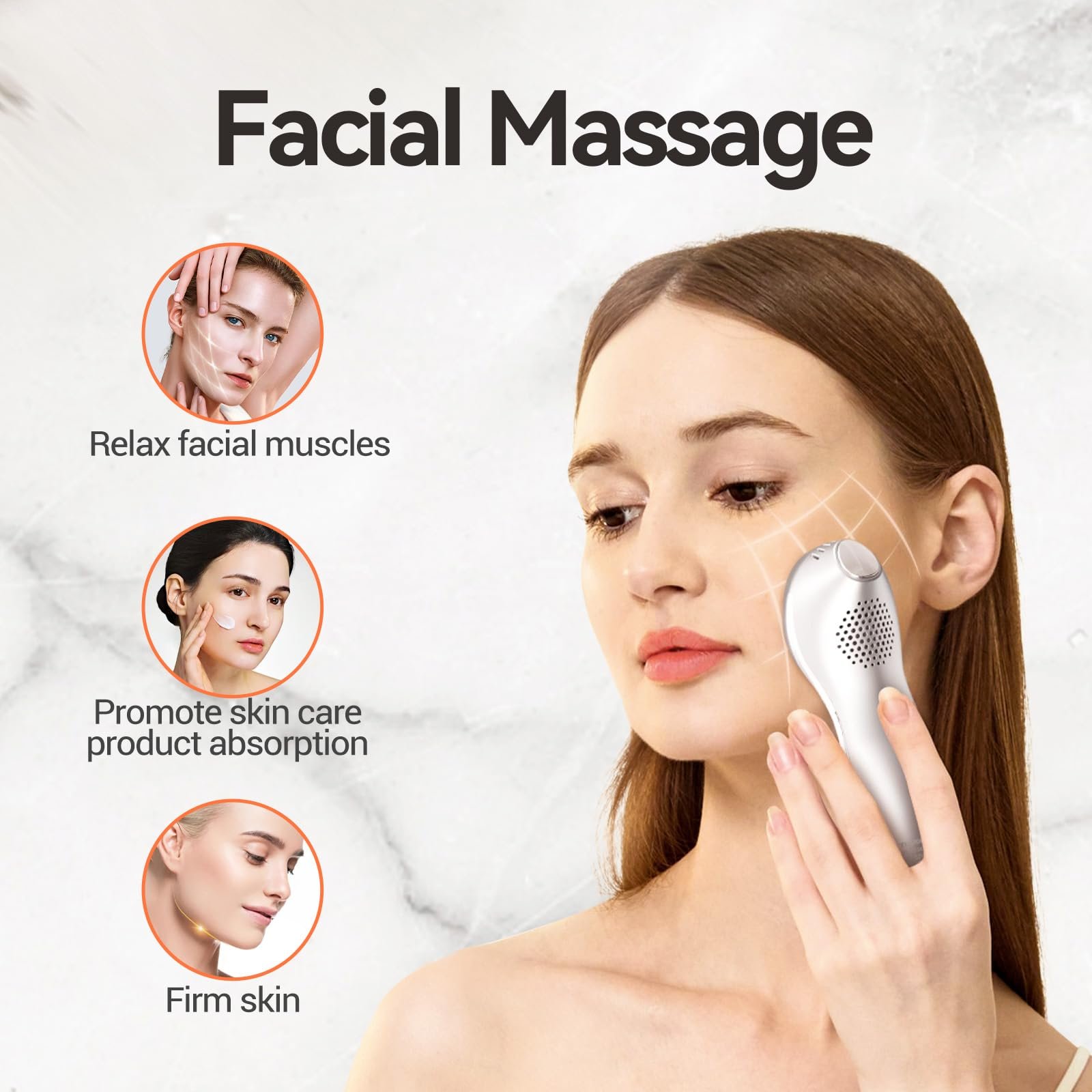 Пристрій для масажу обличчя TOUCHBeauty 2-в-1 антивіковий ультразвуковий пристрій для гарячої/холодної обробки обличчя для догляду за обличчям проти зморшок AG-1589A, фото №3