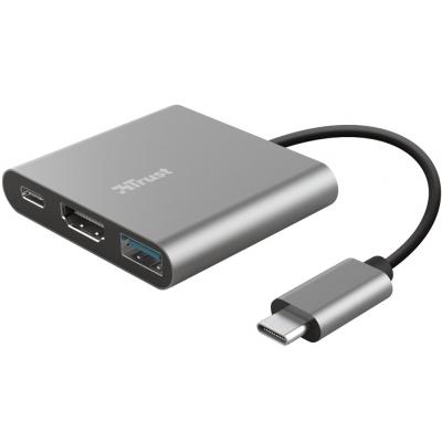 Концентратор Trust Dalyx 3-in-1 Multiport USB-C Adapter Aluminium 23772, фото №1