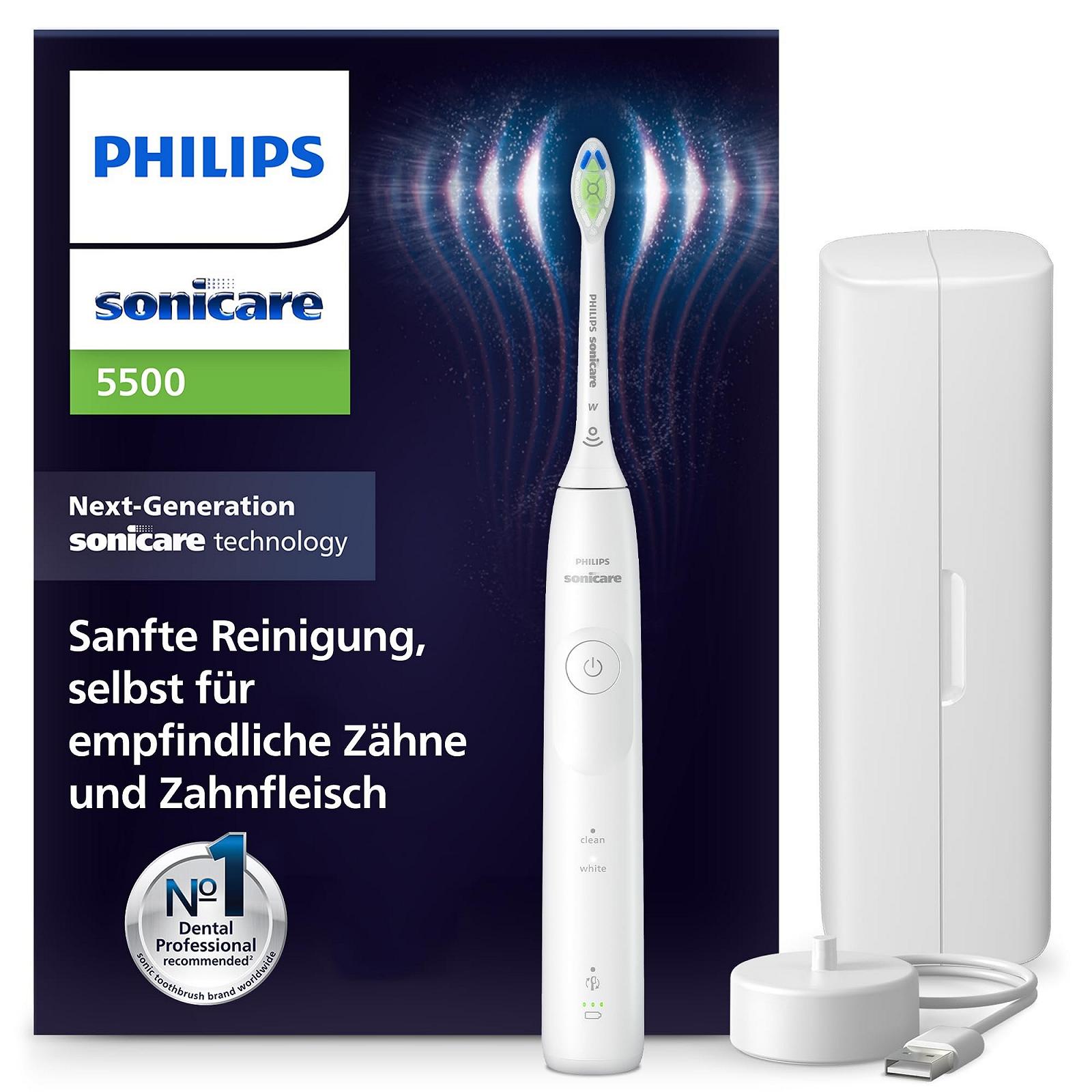 Зубна щітка електрична Philips Sonicare 5500 HX7110/02 звукова 2 режими, контроль тиску, EasyStart, SmarTimer та BrushPacer, біла, фото №1