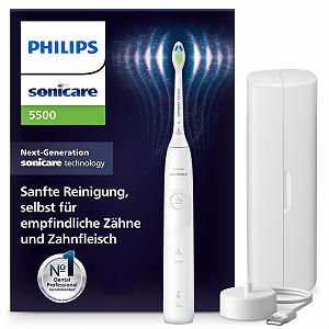 Зубная щетка электрическая Philips Sonicare 5500 HX7110/02 звуковая 2 режима, контроль давления, EasyStart, SmarTimer и BrushPacer, белая - Фото 1