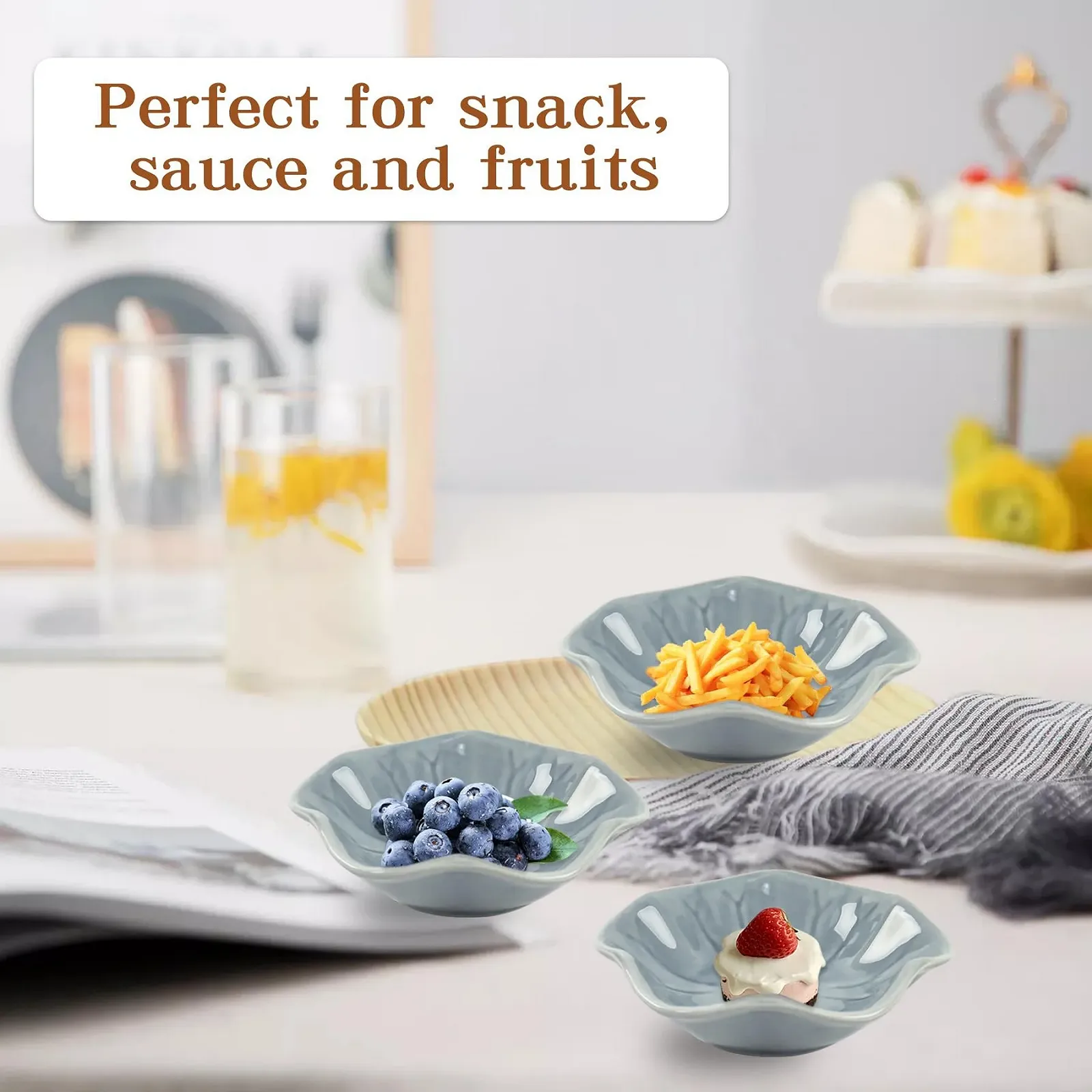 Миска Dmnnlp Керамическая маленькая для соуса Форма цветка 4 шт, фото №4