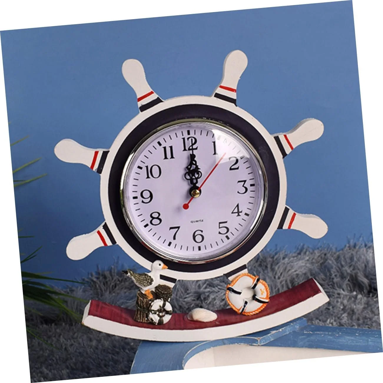 Настольные часы FUNOMOCYA Mediterrane, дизайн штурвала, винтажный стиль, фото №4 Настольные часы FUNOMOCYA Mediterrane, дизайн штурвала, винтажный стиль, фото №4