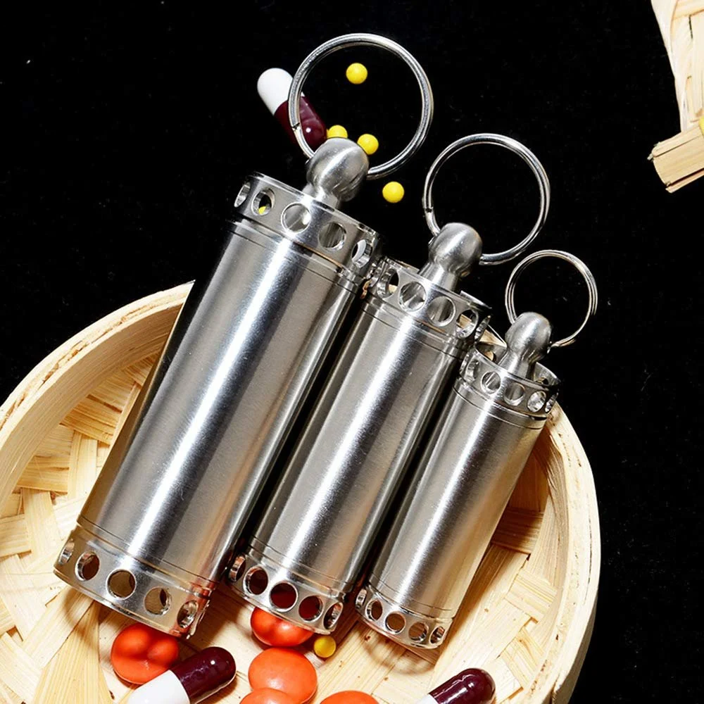 Коробка для таблеток з брелоком 304, 3 розміри, водонепроникна, для екстрених випадків, для подорожей, кемпінгу, фото №3