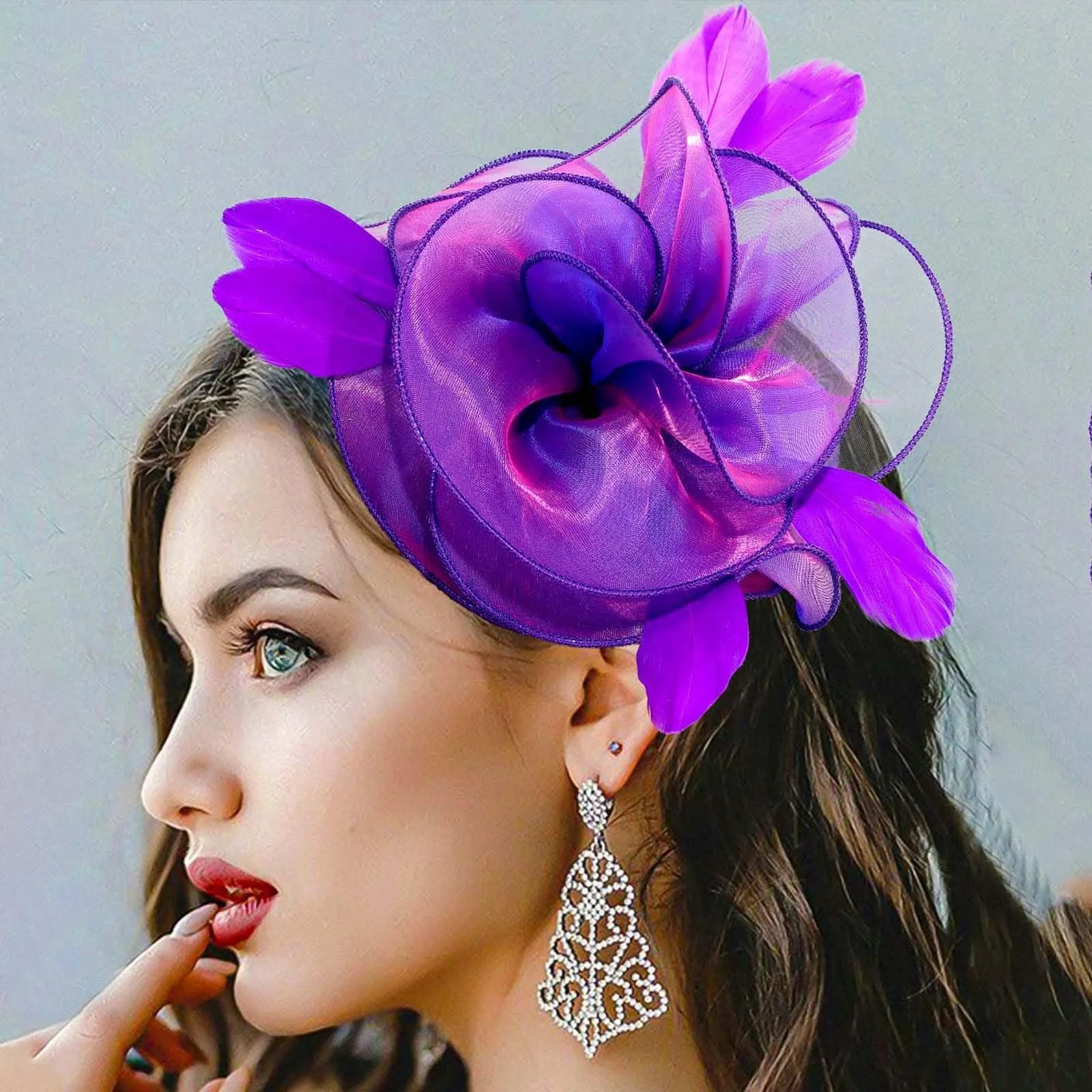 Обруч-шляпка Fascinator Фиолетовый, фото №3