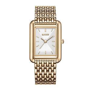 Женские часы BURKER Olivia Квадратные Аналоговые Кварцевые 29 мм Золотой Белый - Фото 1