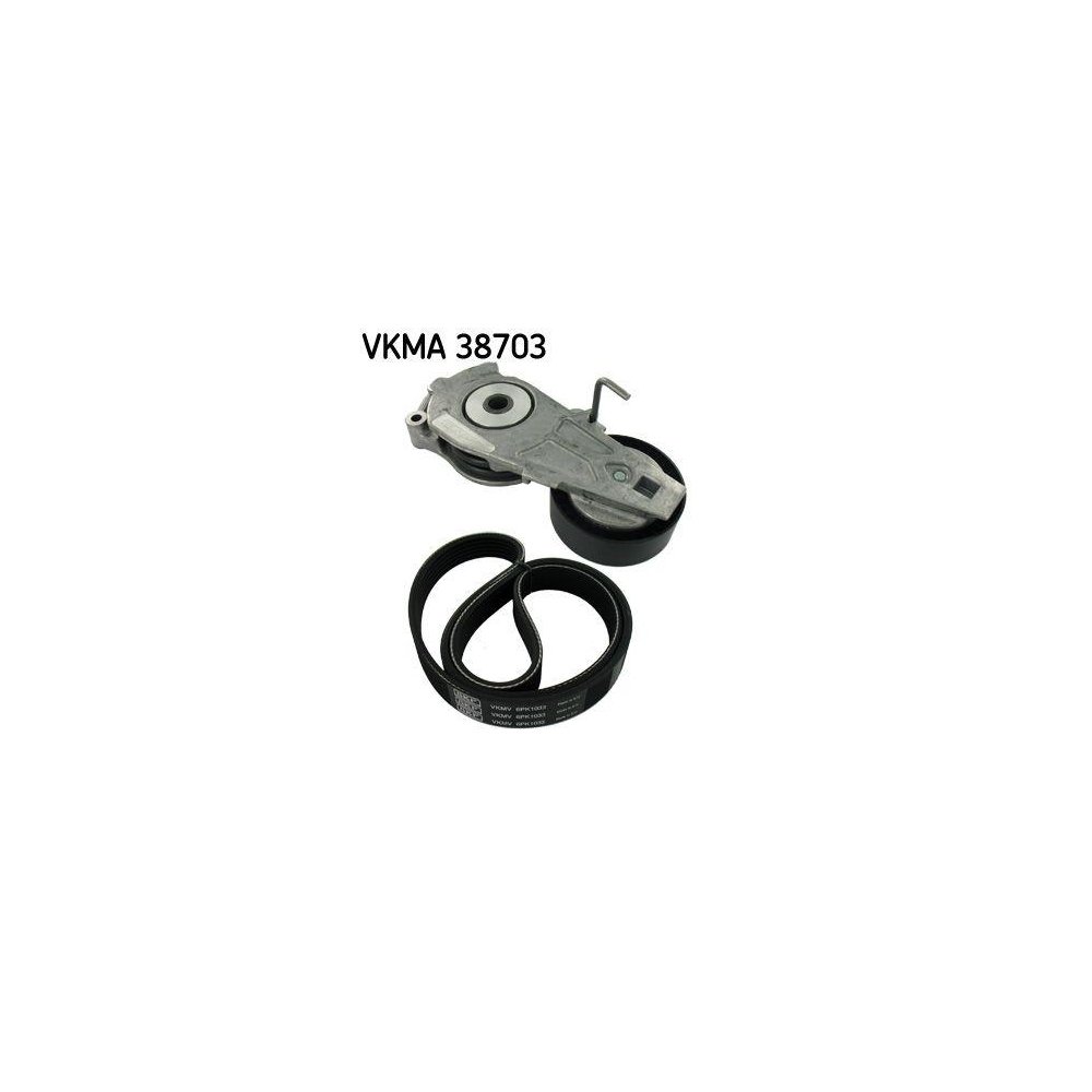 Комплект поліклинового ременя SKF VKMA 38703 для ALFA ROMEO AUDI CITROËN FIAT NISSAN SEAT, фото №1 Комплект поліклинового ременя SKF VKMA 38703 для ALFA ROMEO AUDI CITROËN FIAT NISSAN SEAT, фото №1